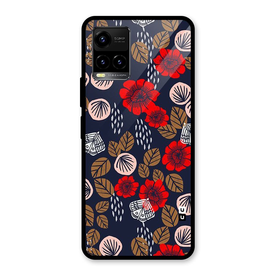 Orange Flora Glass Back Case for Vivo Y21T