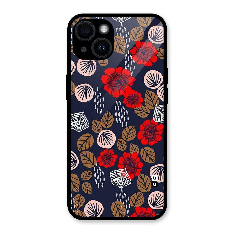 Orange Flora Glass Back Case for iPhone 14
