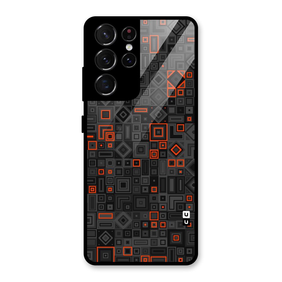 Orange Shapes Abstract Glass Back Case for Galaxy S21 Ultra 5G