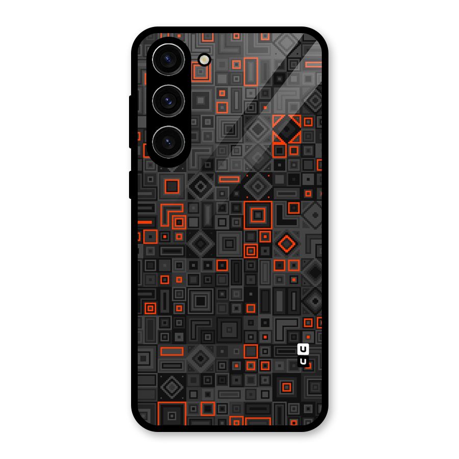 Orange Shapes Abstract Glass Back Case for Galaxy S23 Plus