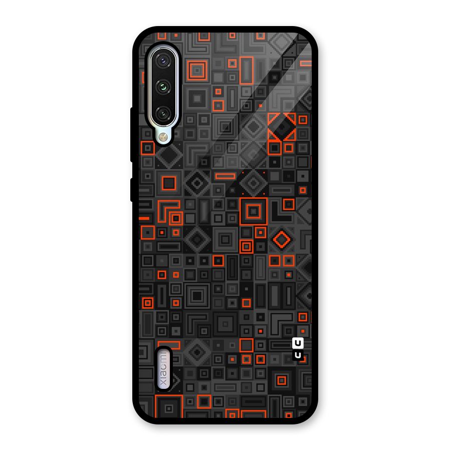 Orange Shapes Abstract Glass Back Case for Mi A3