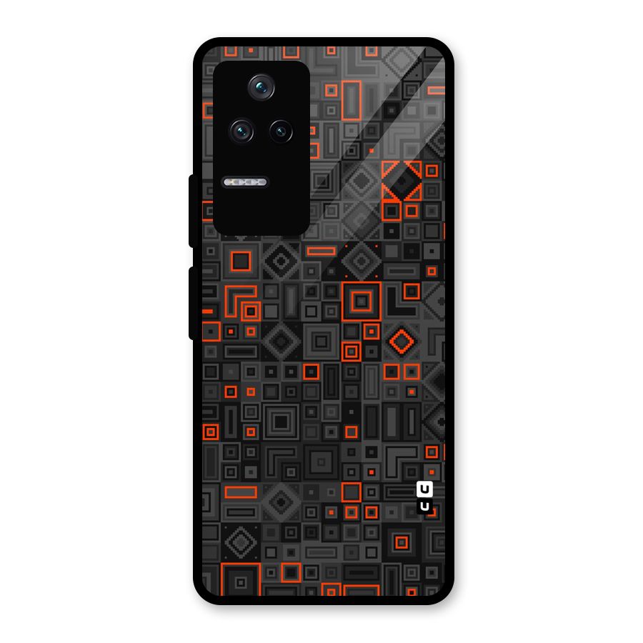 Orange Shapes Abstract Glass Back Case for Poco F4 5G