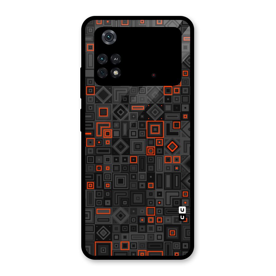 Orange Shapes Abstract Glass Back Case for Poco M4 Pro 4G