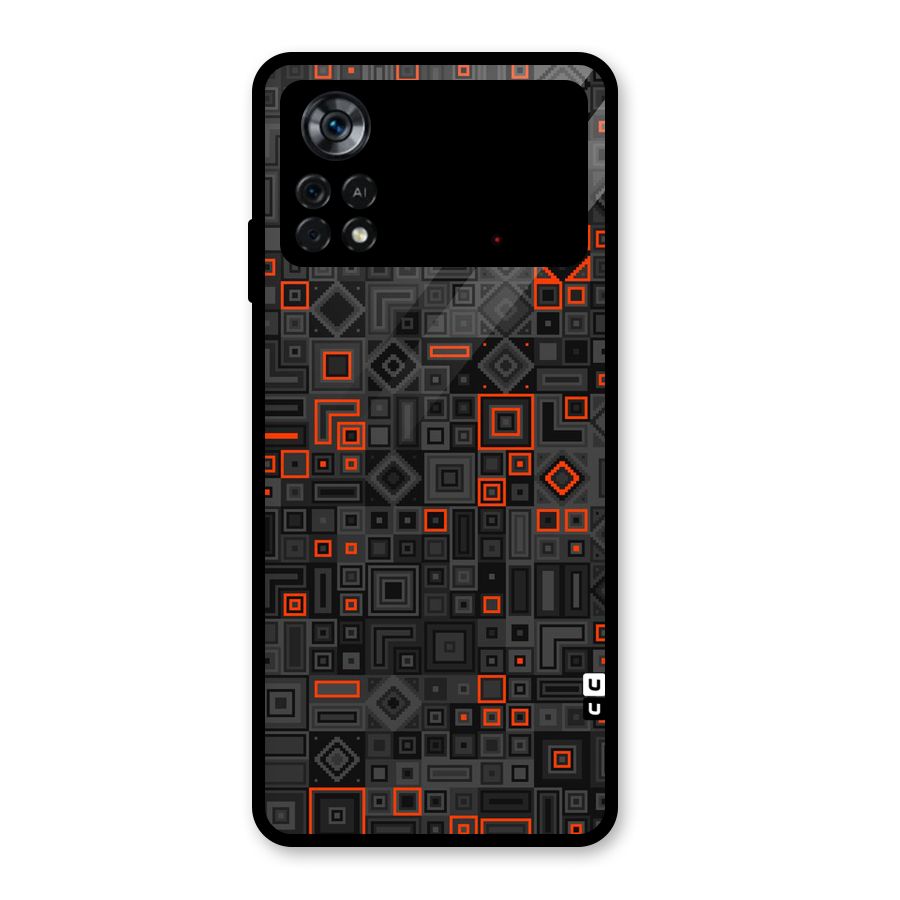 Orange Shapes Abstract Glass Back Case for Poco X4 Pro 5G