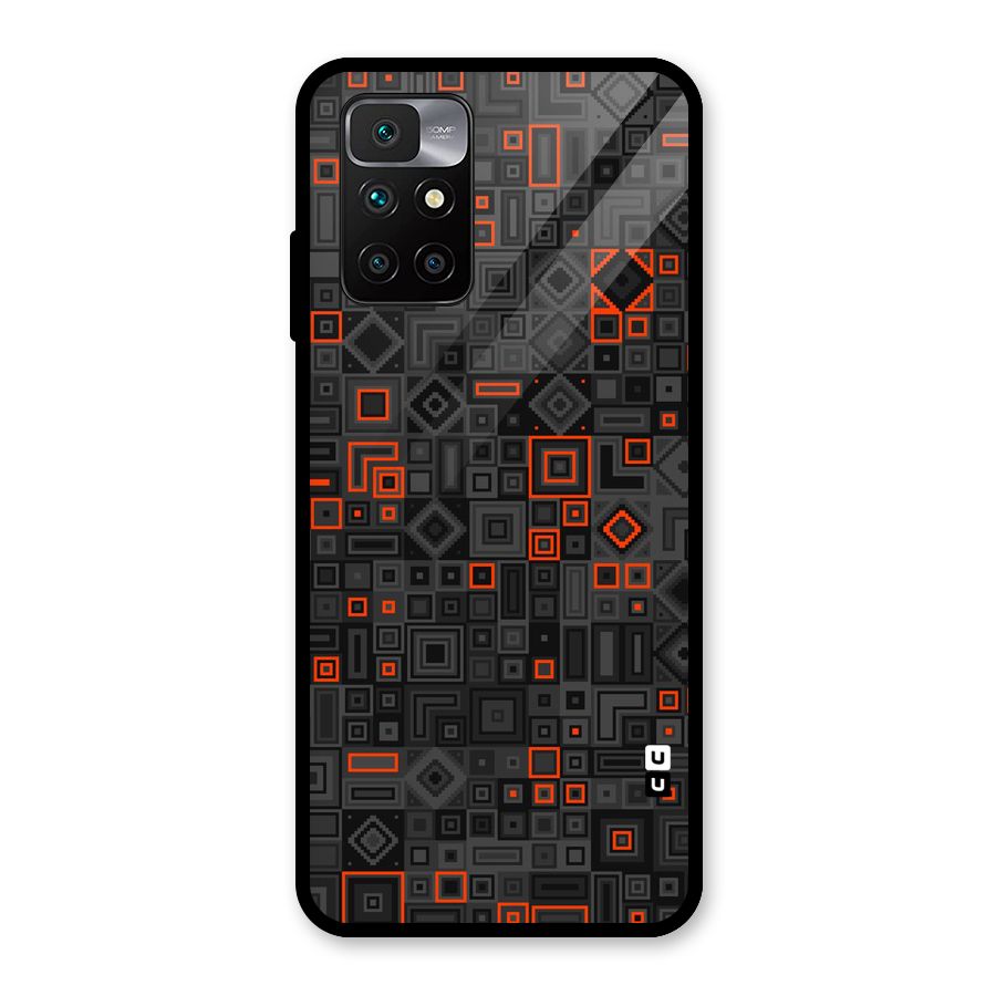Orange Shapes Abstract Glass Back Case for Redmi 10 Prime