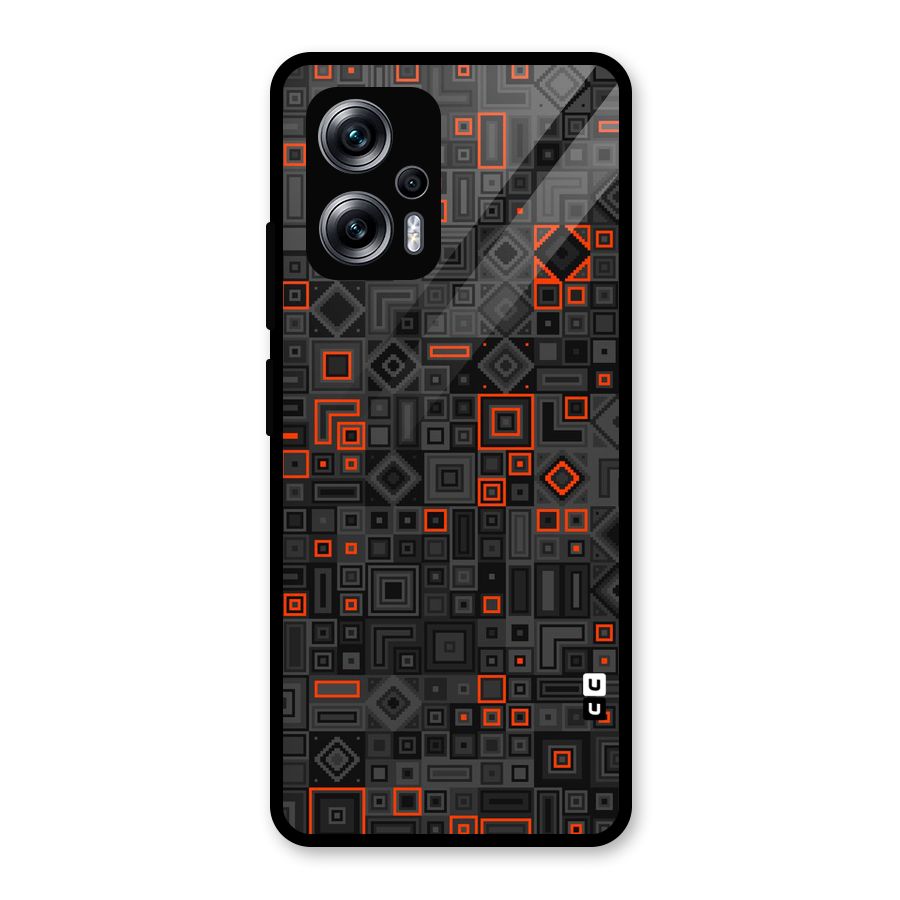 Orange Shapes Abstract Glass Back Case for Redmi K50i