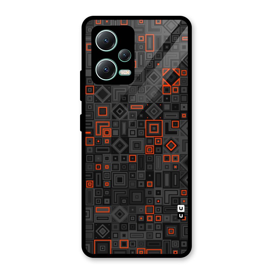 Orange Shapes Abstract Glass Back Case for Redmi Note 12 5G