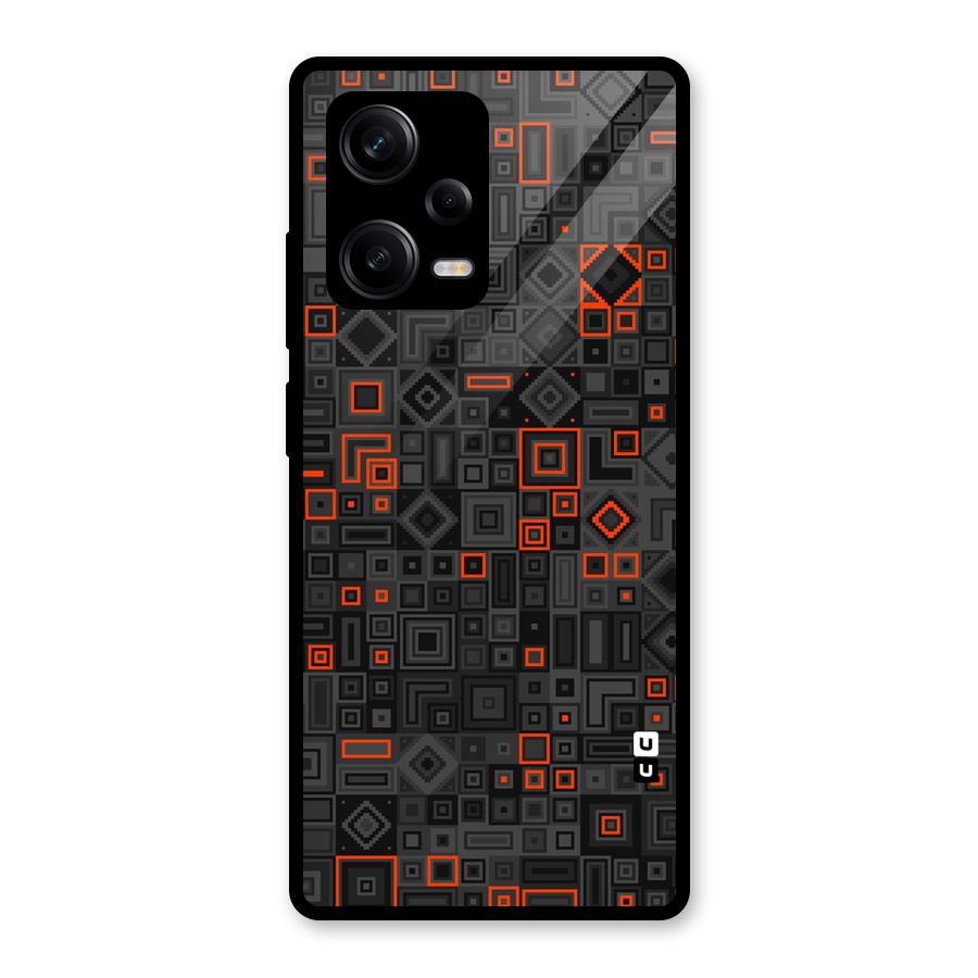 Orange Shapes Abstract Glass Back Case for Redmi Note 12 Pro