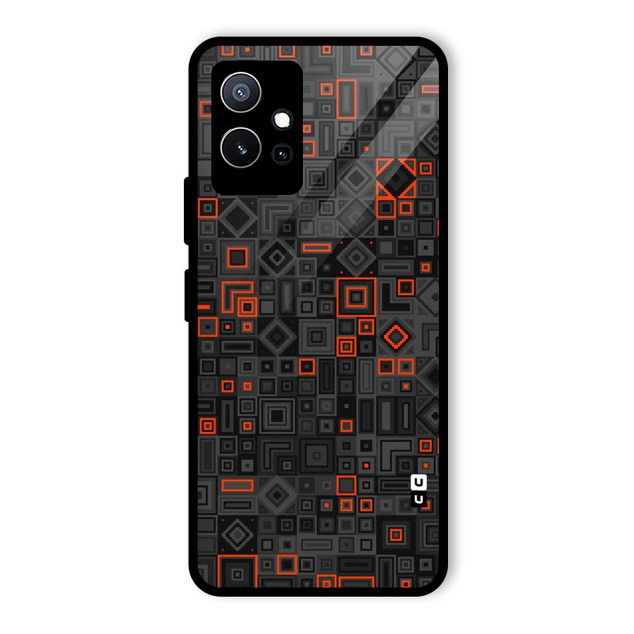 Orange Shapes Abstract Glass Back Case for Vivo T1 5G