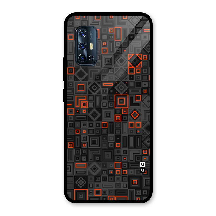 Orange Shapes Abstract Glass Back Case for Vivo V17