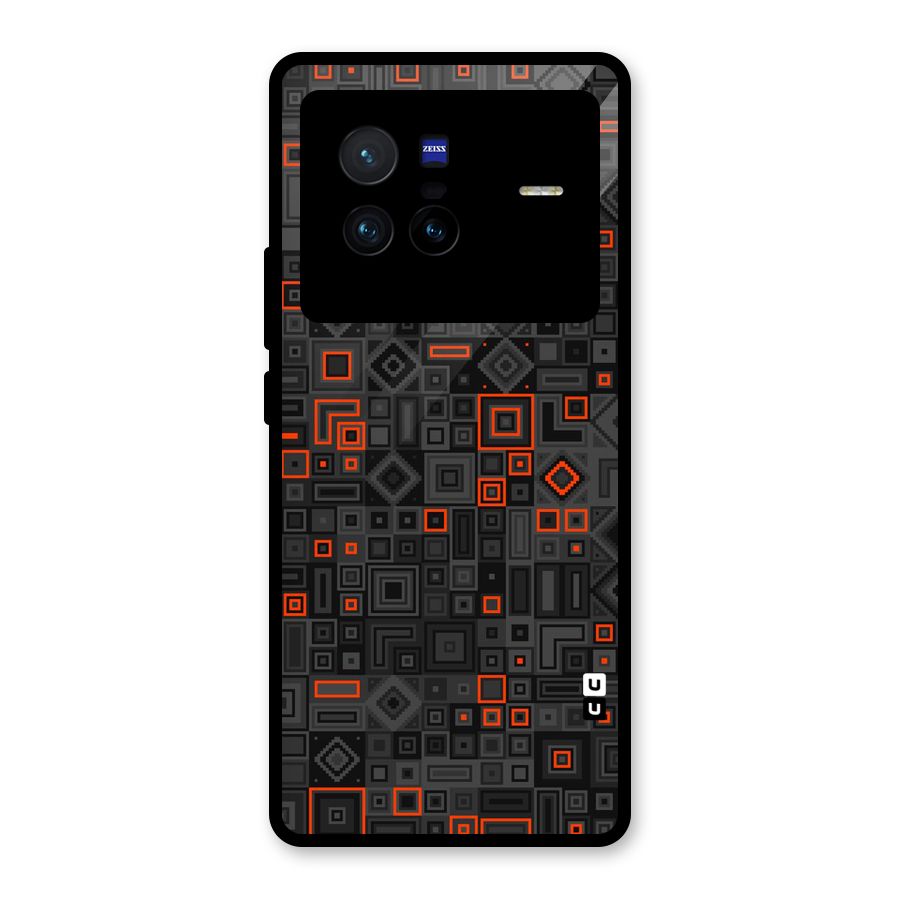 Orange Shapes Abstract Glass Back Case for Vivo X80