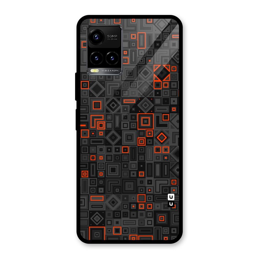 Orange Shapes Abstract Glass Back Case for Vivo Y21T