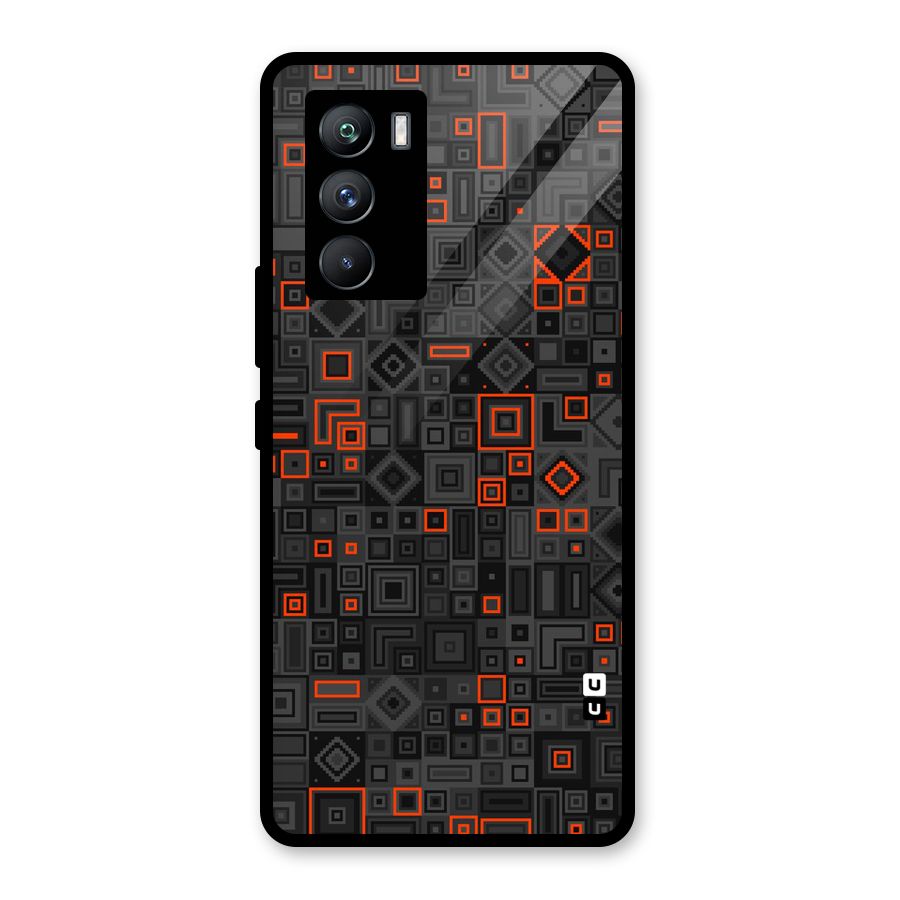 Orange Shapes Abstract Glass Back Case for Vivo iQOO 9 SE