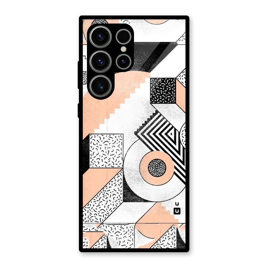 Orange Zig Zag Glass Back Case for Galaxy S23 Ultra