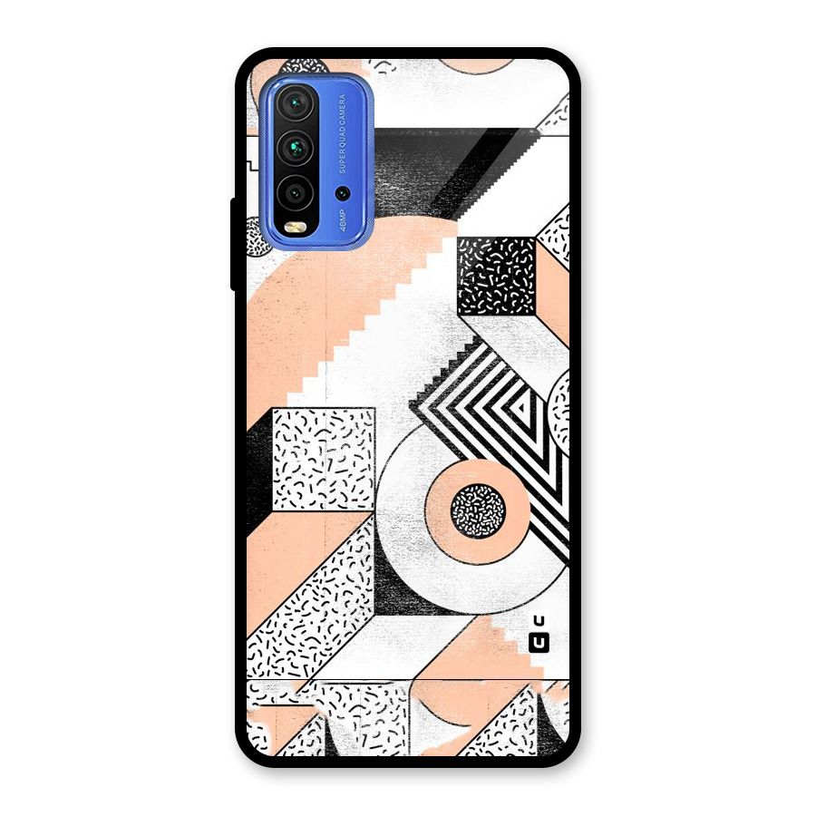 Orange Zig Zag Glass Back Case for Redmi 9 Power