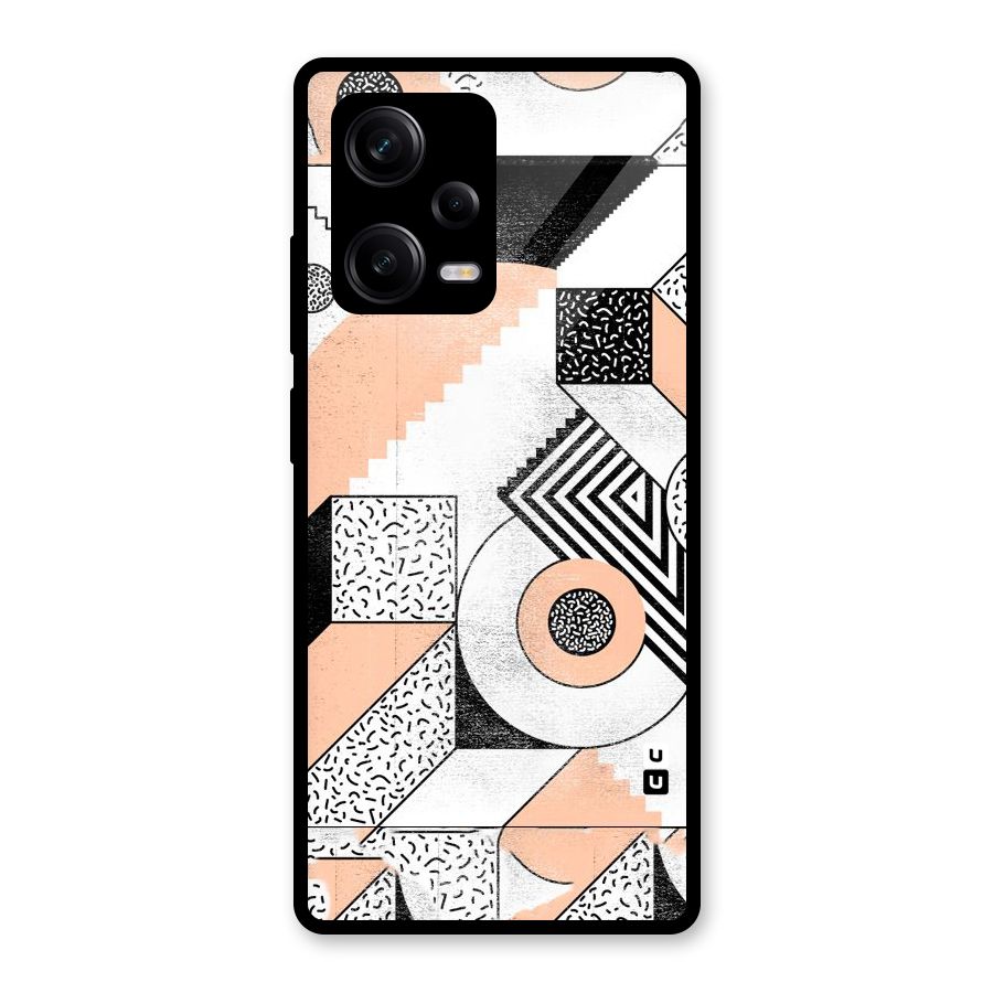 Orange Zig Zag Glass Back Case for Redmi Note 12 Pro