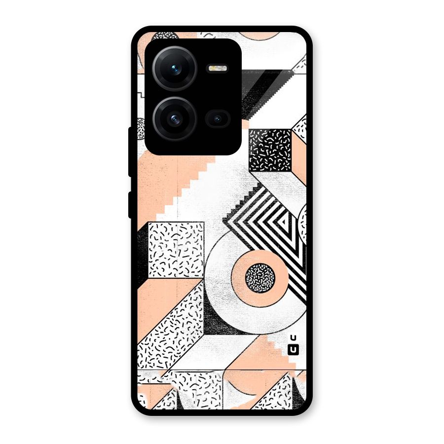 Orange Zig Zag Glass Back Case for Vivo V25