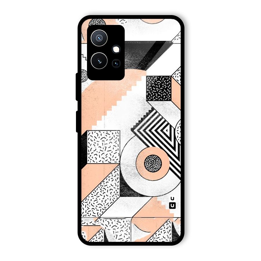 Orange Zig Zag Glass Back Case for Vivo Y75 5G