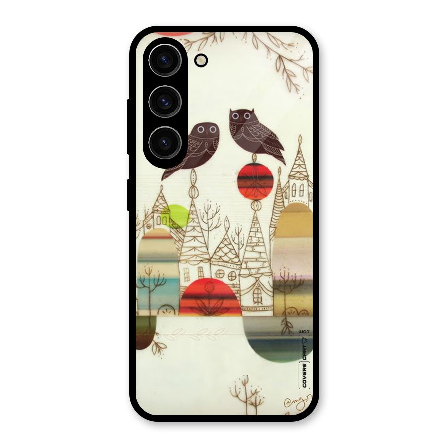 Owl Art Glass Back Case for Galaxy S23
