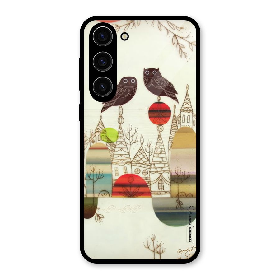 Owl Art Glass Back Case for Galaxy S23 Plus