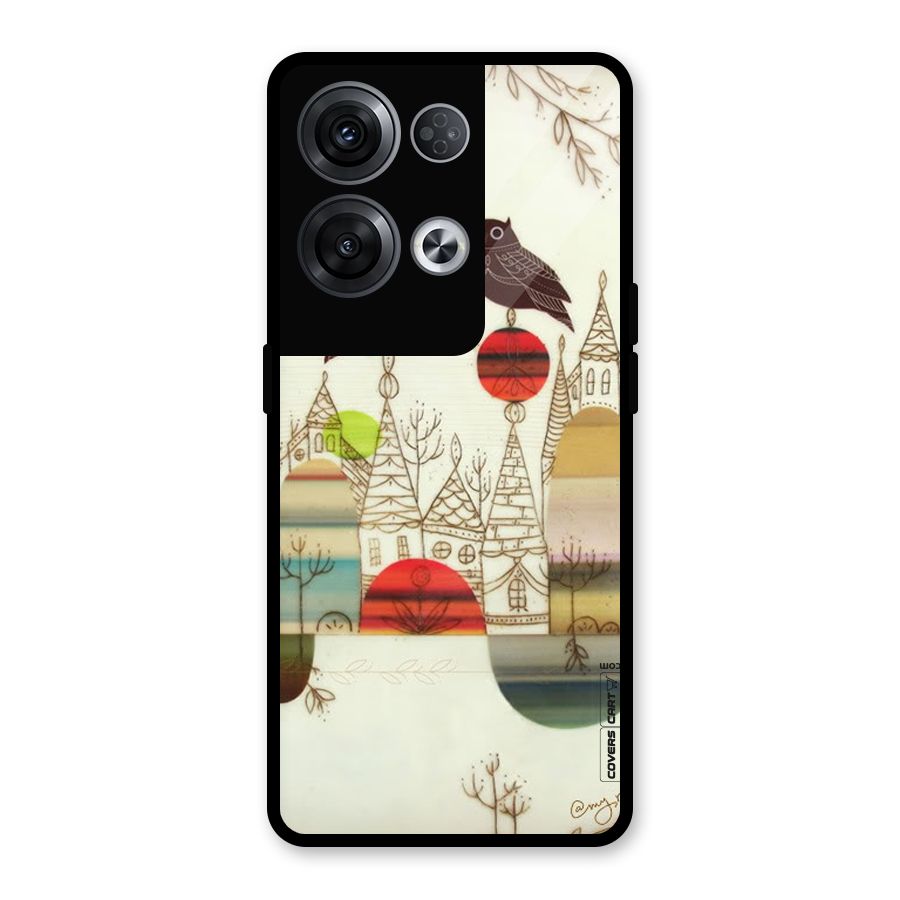 Owl Art Glass Back Case for Oppo Reno8 Pro 5G