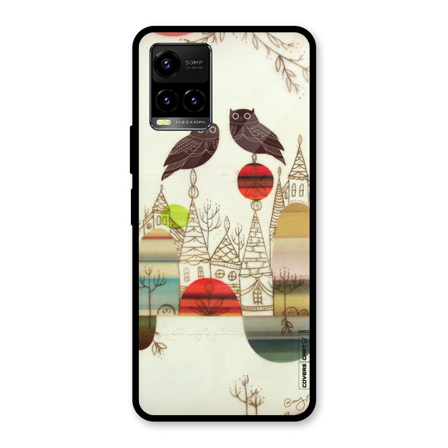 Owl Art Glass Back Case for Vivo Y21A