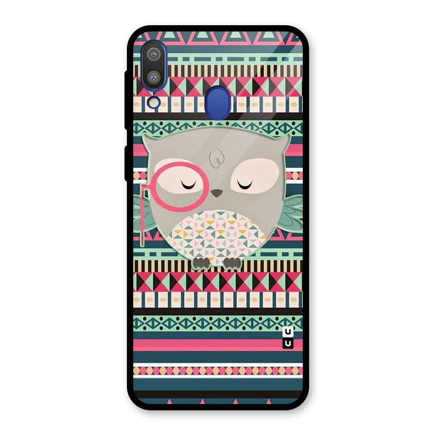 Owl Cute Pattern Glass Back Case for Galaxy M20