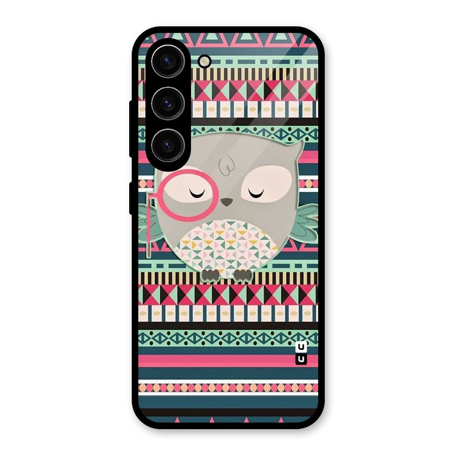 Owl Cute Pattern Glass Back Case for Galaxy S23