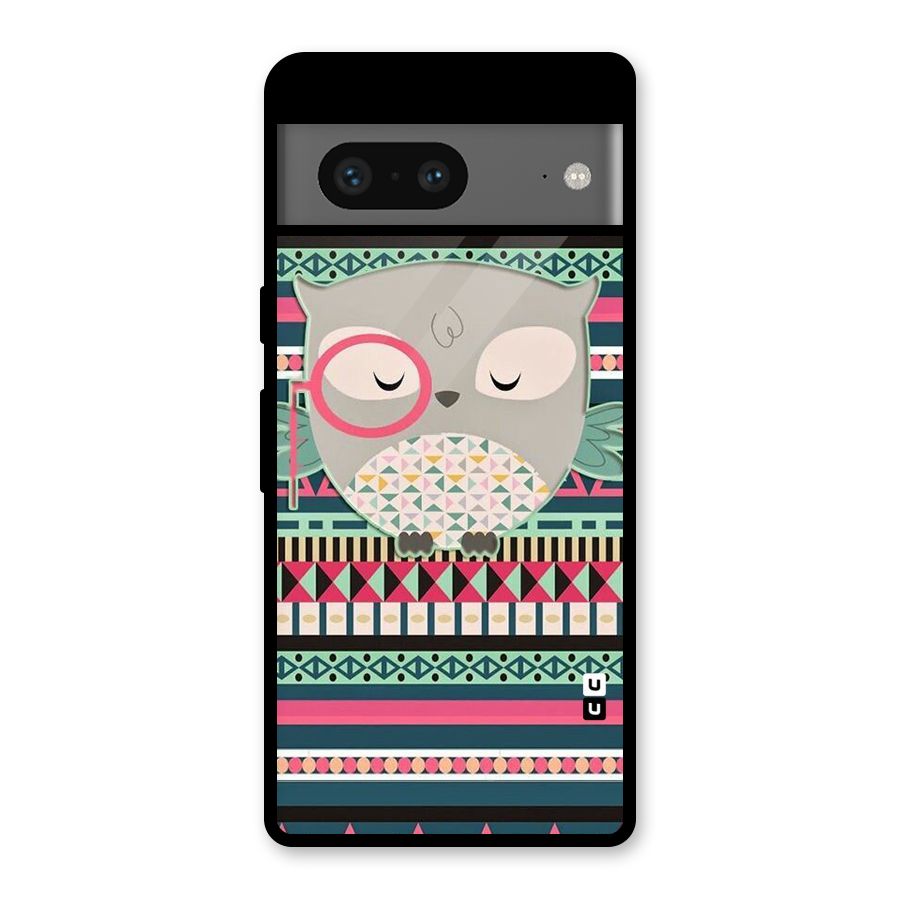 Owl Cute Pattern Glass Back Case for Google Pixel 7