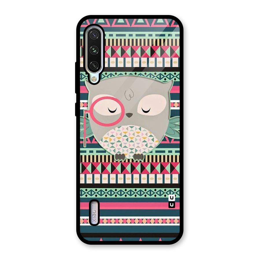 Owl Cute Pattern Glass Back Case for Mi A3