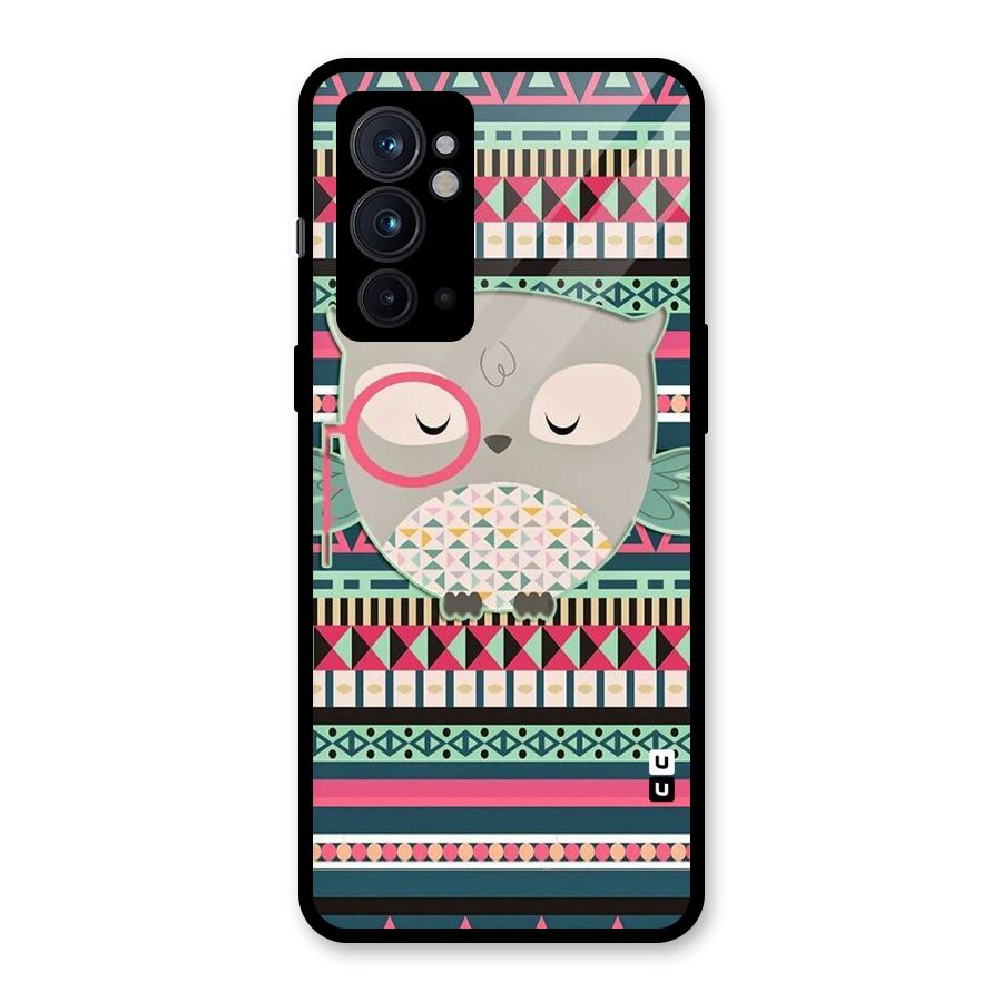 Owl Cute Pattern Glass Back Case for OnePlus 9RT 5G