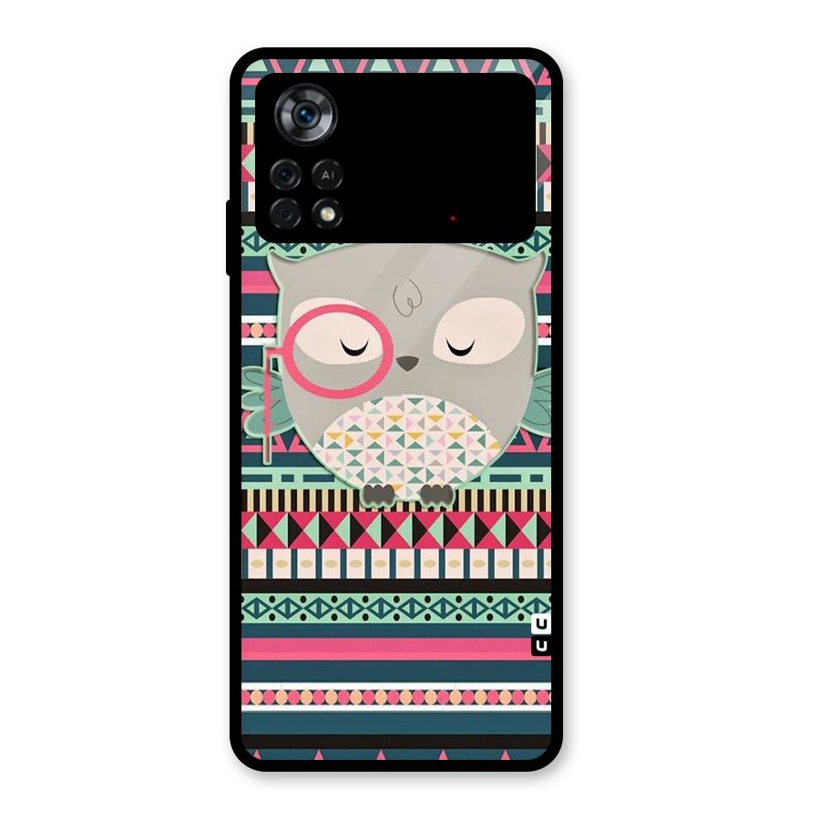Owl Cute Pattern Glass Back Case for Poco X4 Pro 5G