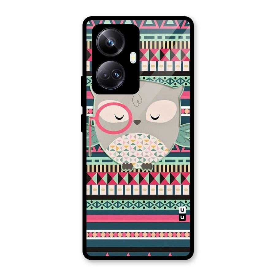Owl Cute Pattern Glass Back Case for Realme 10 Pro Plus