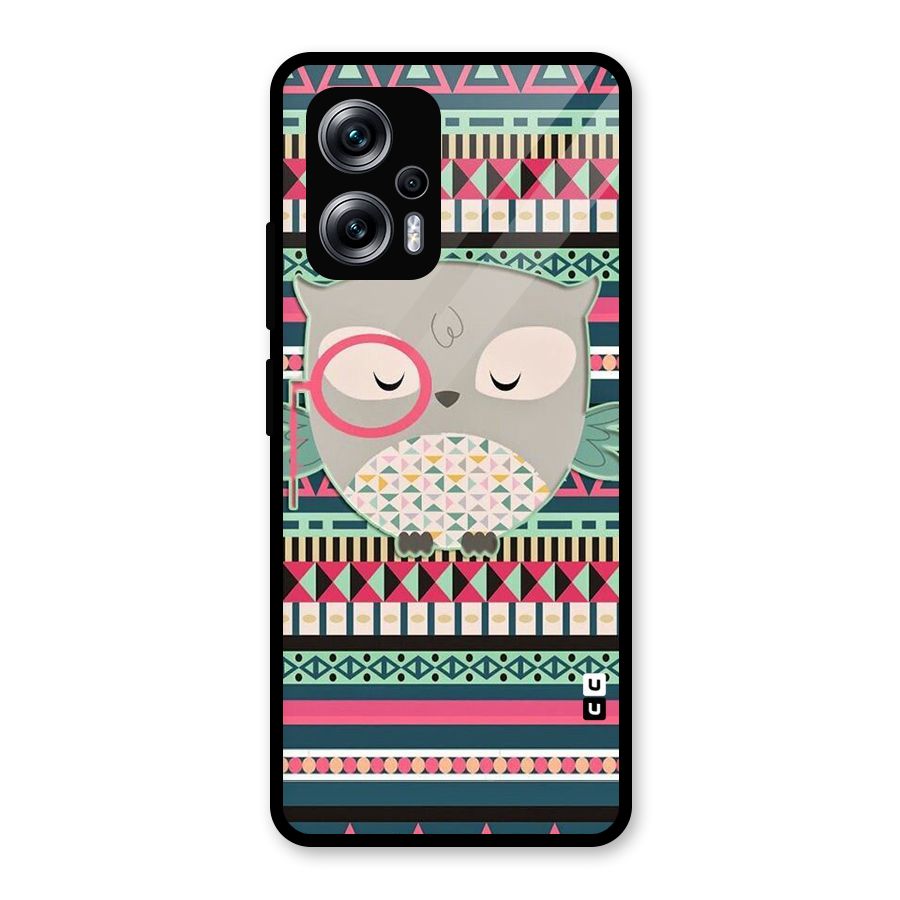 Owl Cute Pattern Glass Back Case for Redmi K50i