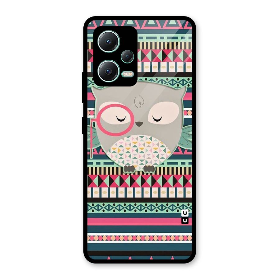Owl Cute Pattern Glass Back Case for Redmi Note 12 5G