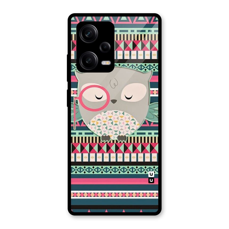 Owl Cute Pattern Glass Back Case for Redmi Note 12 Pro