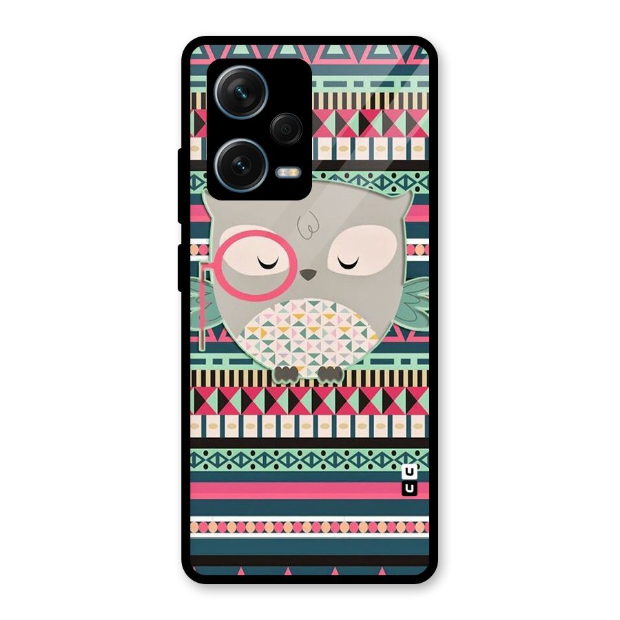 Owl Cute Pattern Glass Back Case for Redmi Note 12 Pro Plus 5G