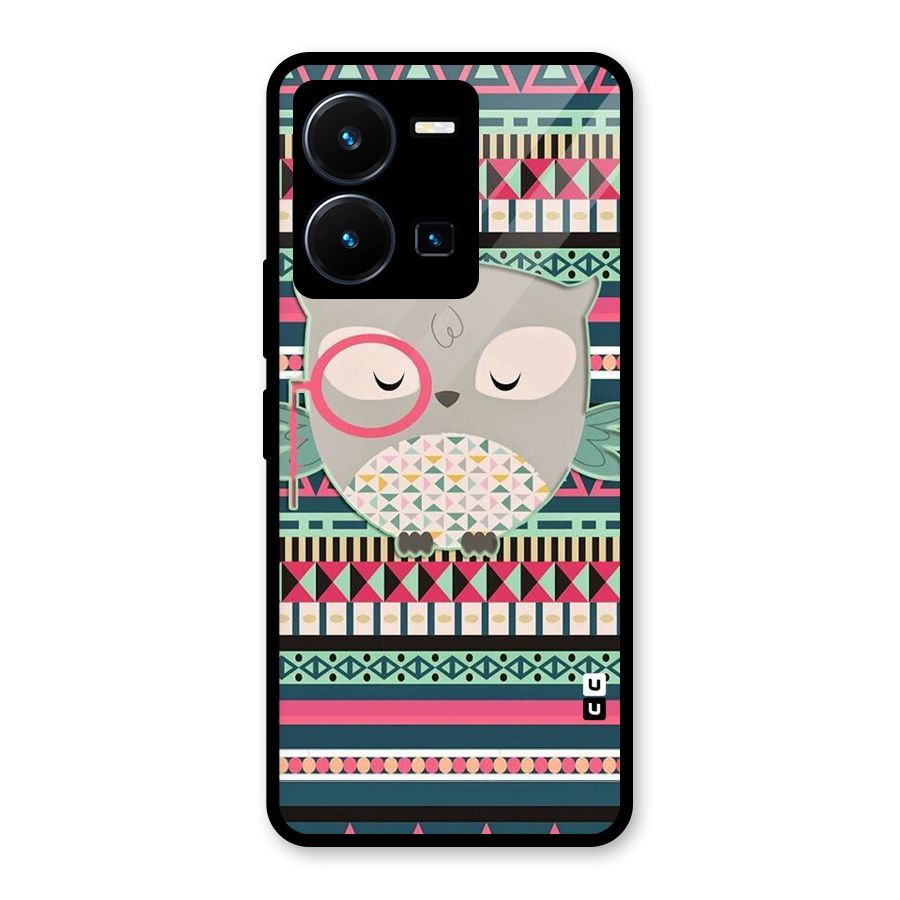 Owl Cute Pattern Glass Back Case for Vivo Y35