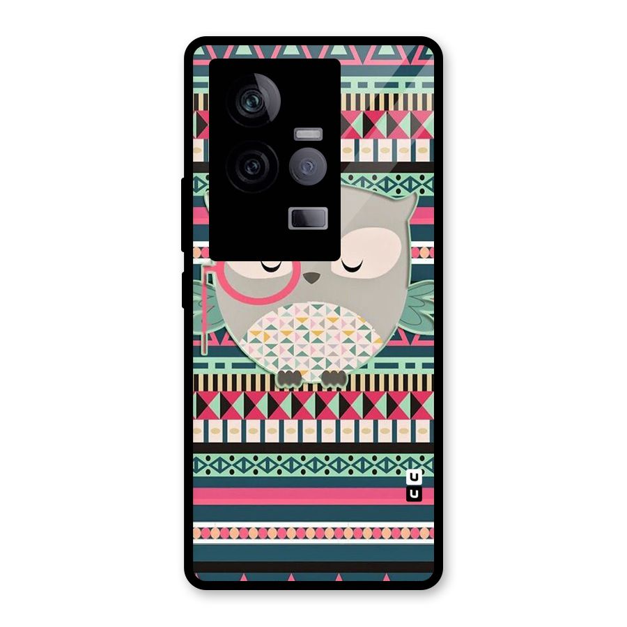 Owl Cute Pattern Glass Back Case for Vivo iQOO 11 5G