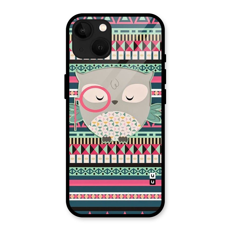 Owl Cute Pattern Glass Back Case for iPhone 13