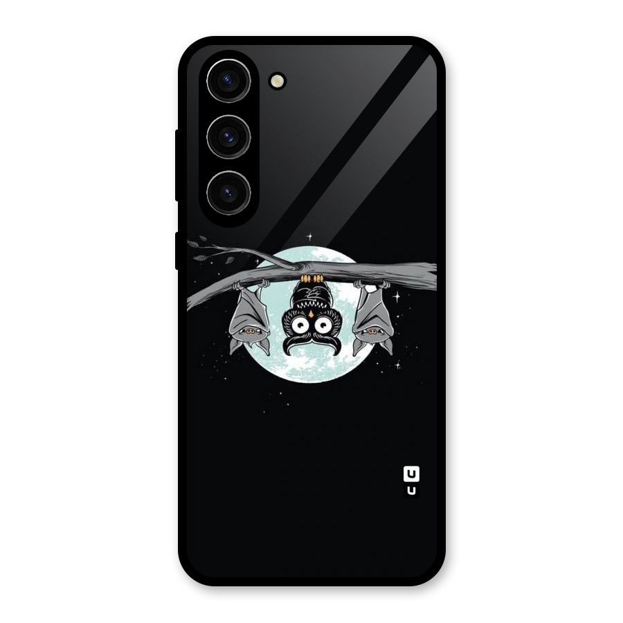 Owl Hanging Glass Back Case for Galaxy S23 Plus