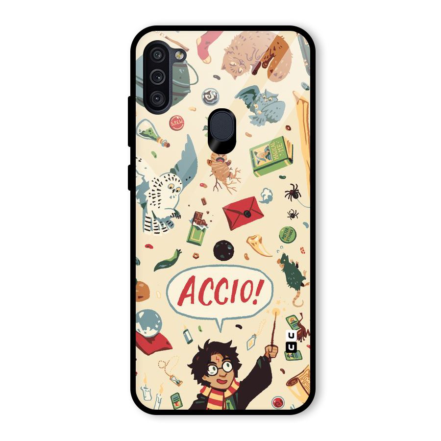 Owl Letter Glass Back Case for Galaxy M11