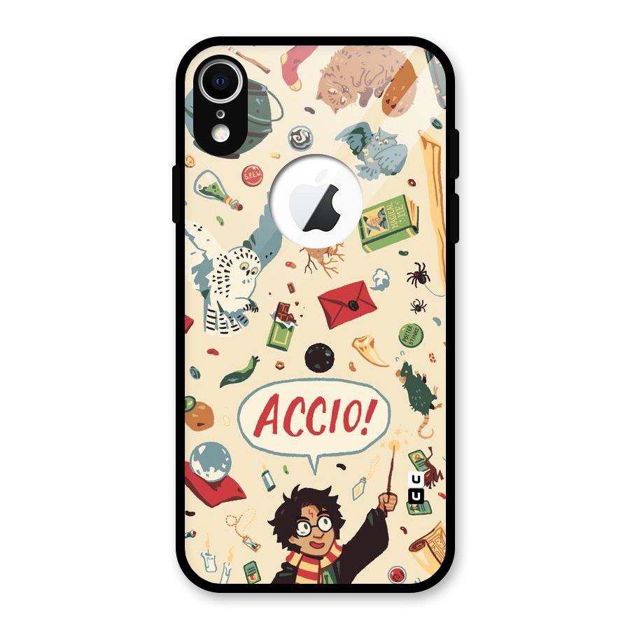 Owl Letter Glass Back Case for iPhone XR Logo Cut