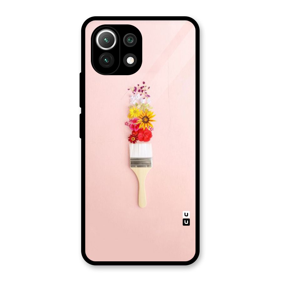 Painted Flowers Glass Back Case for Mi 11 Lite