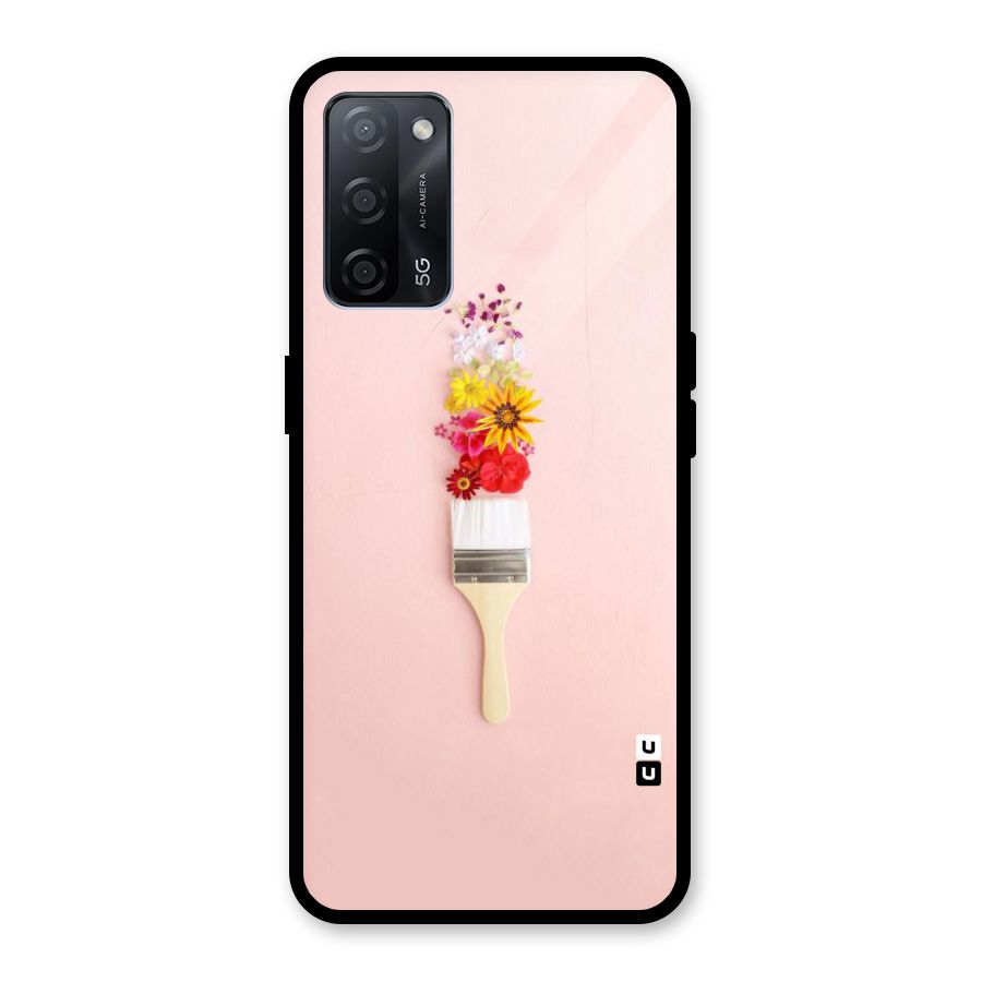 Painted Flowers Glass Back Case for Oppo A53s 5G