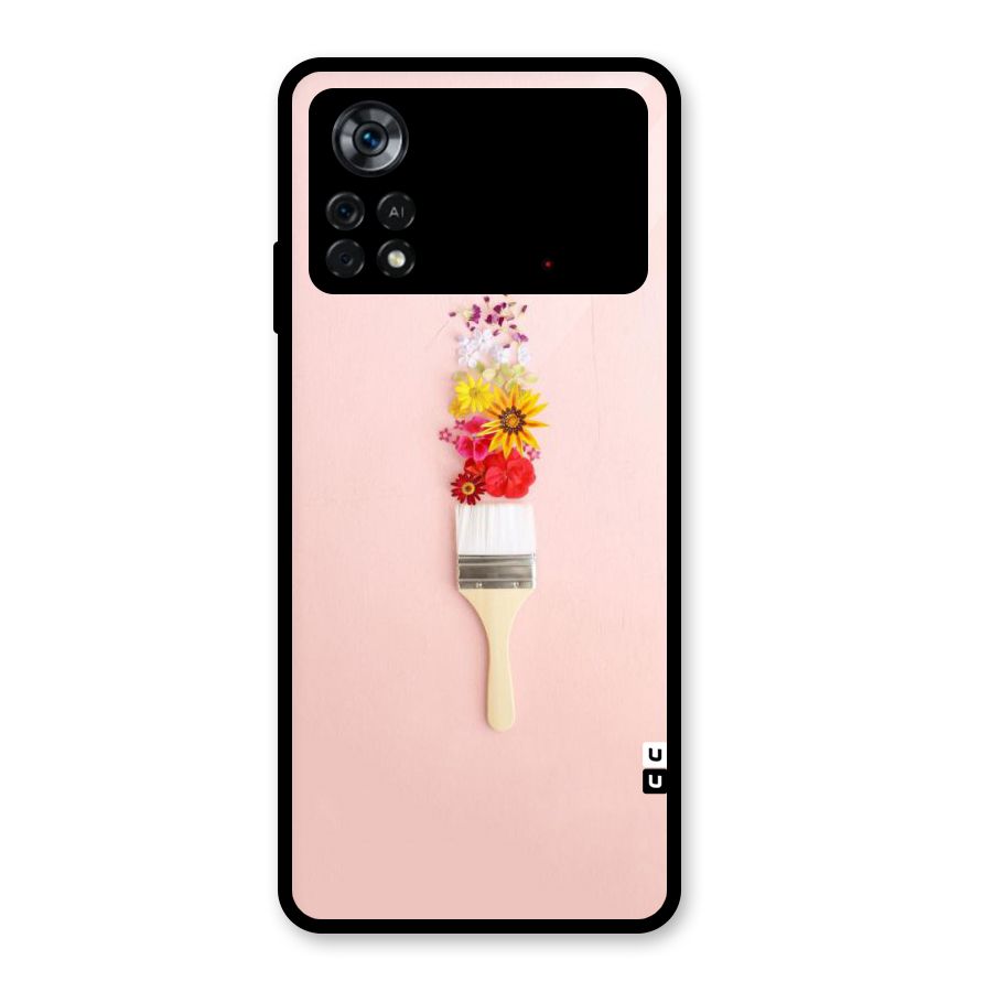 Painted Flowers Glass Back Case for Poco X4 Pro 5G