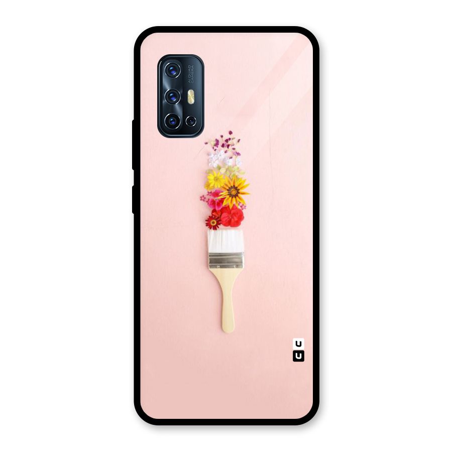 Painted Flowers Glass Back Case for Vivo V17