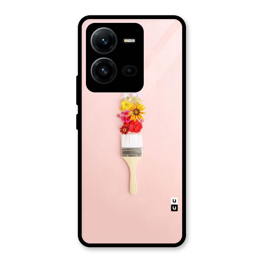 Painted Flowers Glass Back Case for Vivo V25