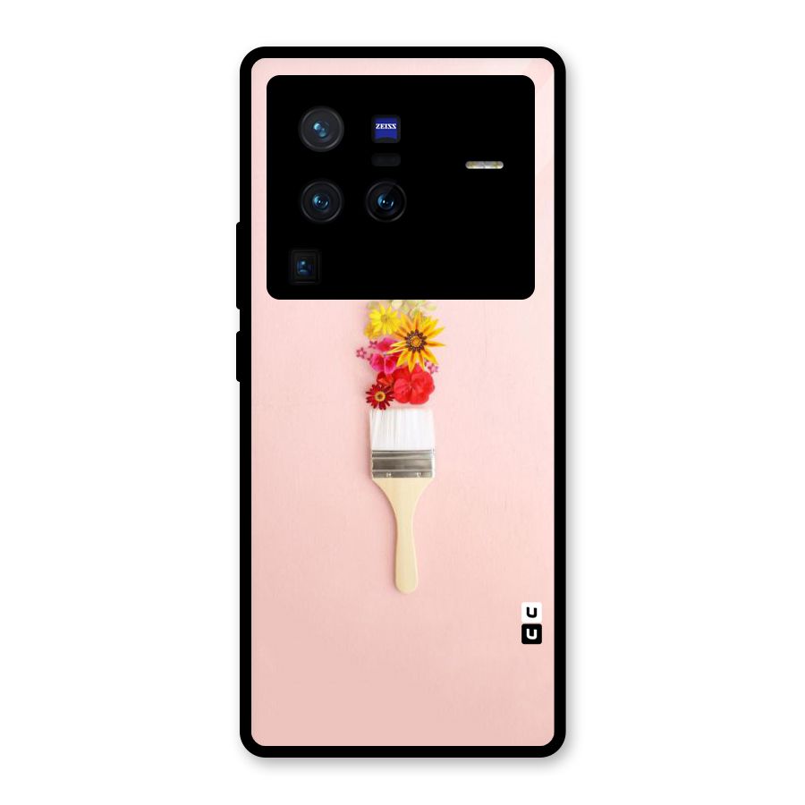 Painted Flowers Glass Back Case for Vivo X80 Pro