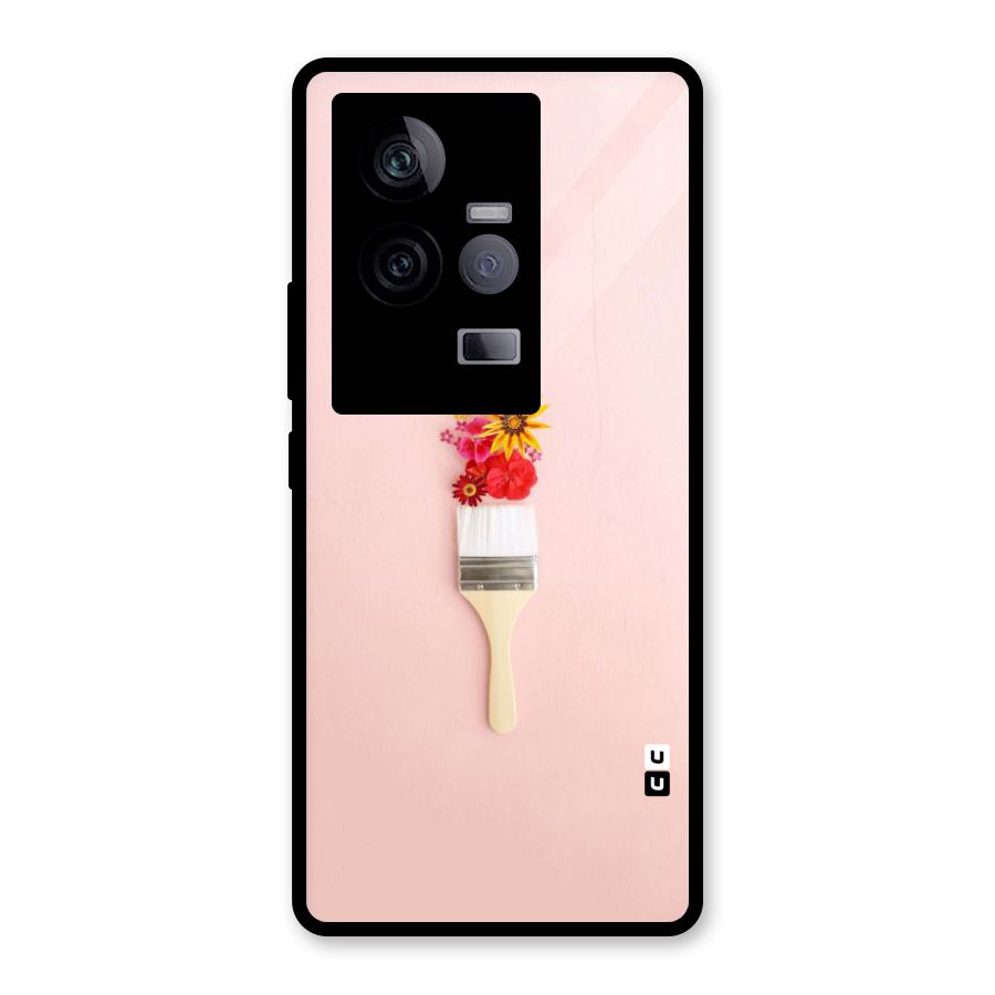 Painted Flowers Glass Back Case for Vivo iQOO 11 5G